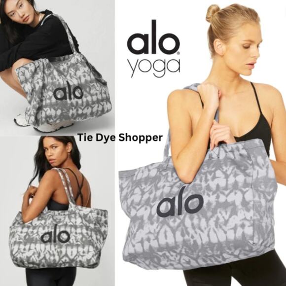 ALO Yoga Handbags - ALO gray canvas tote bag - Gym Overnight Bag - XLarge - Tiedye Grey Tote…